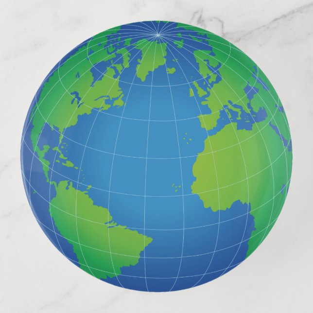 World Globe Map Trinket Tray (Front)