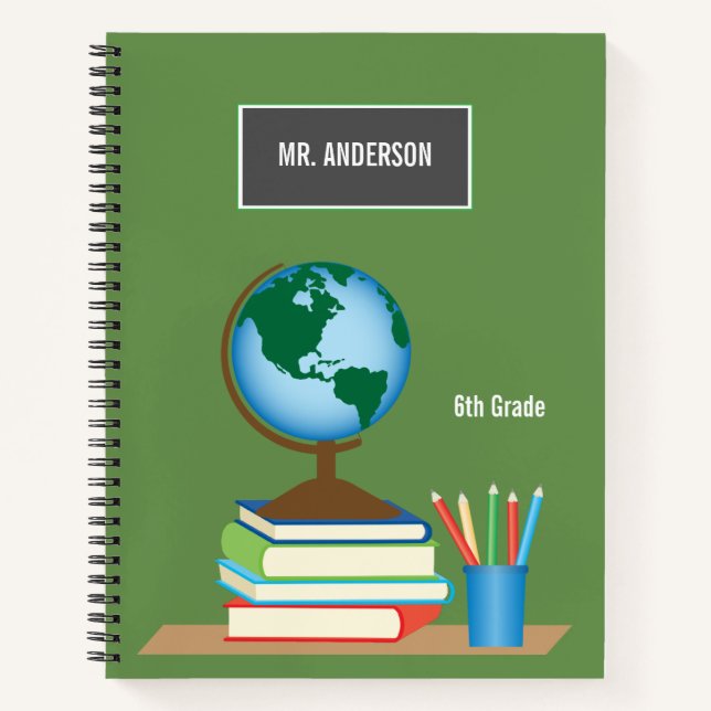 World Globe on Stack of Books Personalized Teacher (Front)