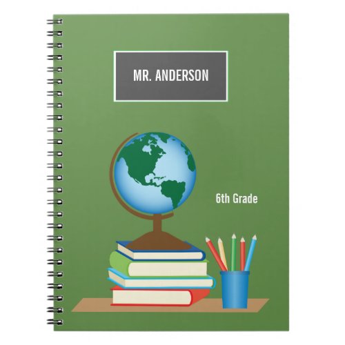 World Globe on Stack of Books Personalized Teacher