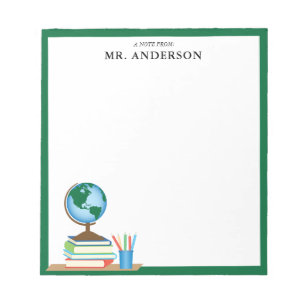 World Globe School Books Personalized Teacher Notepad
