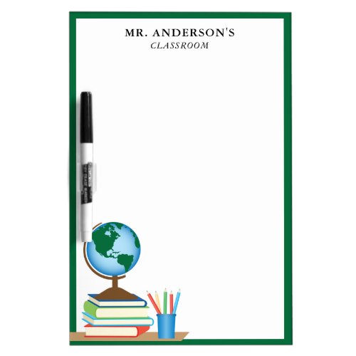 World Globe School Books Teacher Classroom Dry Erase Board