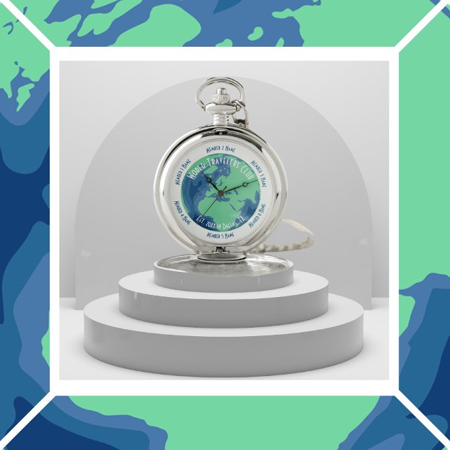 World Globe with text to personalize Pocket Watch (Creator Uploaded)