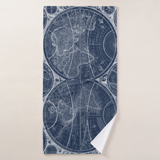 World Globes Blueprint Bath Towel (Bath Towel)