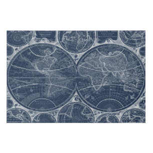 World Globes Blueprint Faux Canvas Print