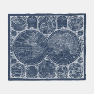 World Globes Blueprint Fleece Blanket