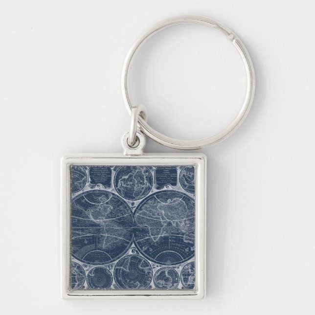 World Globes Blueprint Keychain (Front)