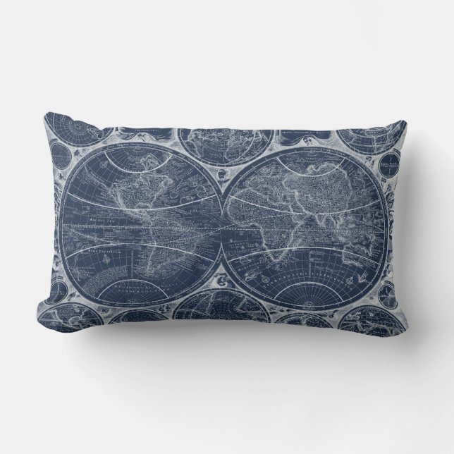 World Globes Blueprint Lumbar Pillow (Front)