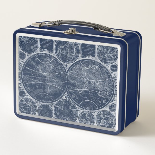 World Globes Blueprint Metal Lunch Box (Front)