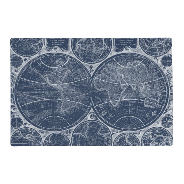 World Globes Blueprint Placemat (Front)
