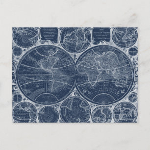 World Globes Blueprint Postcard