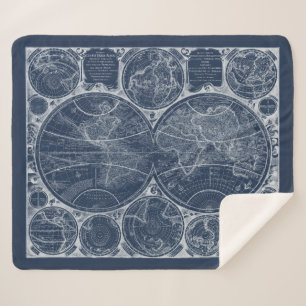 World Globes Blueprint Sherpa Blanket