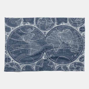 World Globes Blueprint Towel
