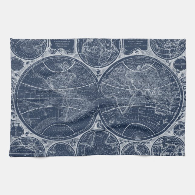 World Globes Blueprint Towel (Horizontal)