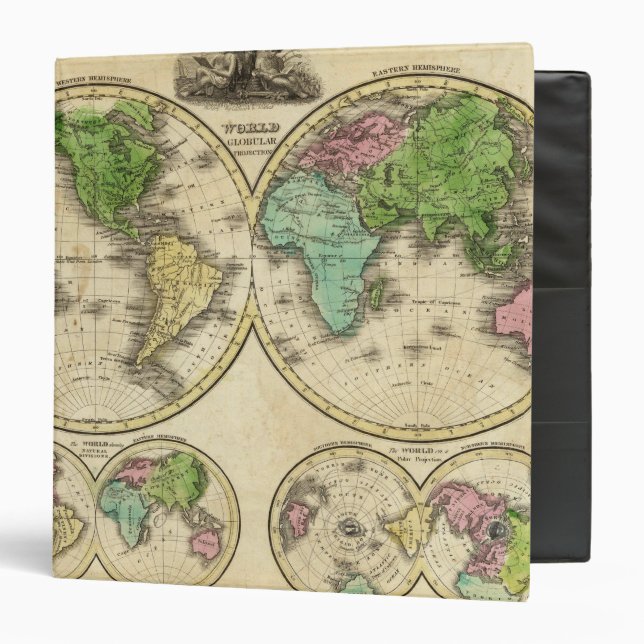 World Globular Projection 3 Ring Binder (Front/Inside)