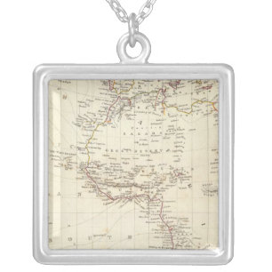 World, gnomonic proj I Africa and south Europe Silver Plated Necklace