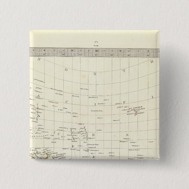 World, gnomonic proj III Polynesia Pinback Button (Front)