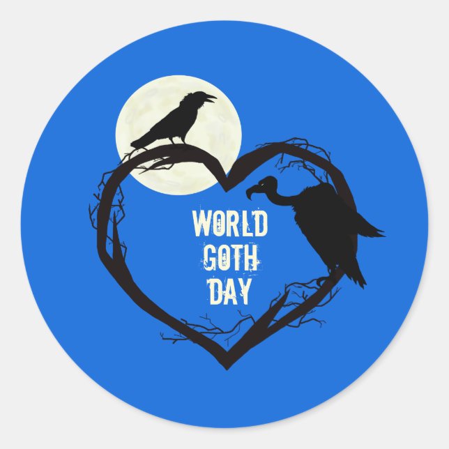 World Goth Day Sticker with Raven & Vulture (Front)