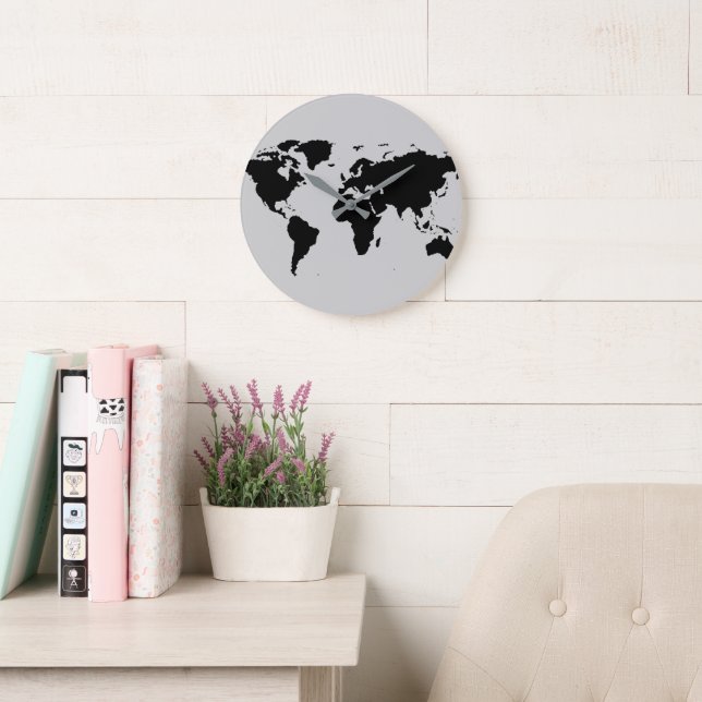 World graphic map large clock (Reading Room)