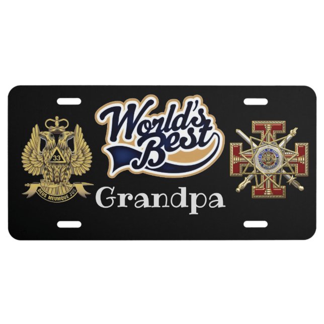 World Greatest Grandpa Freemason License Plate  (Front)