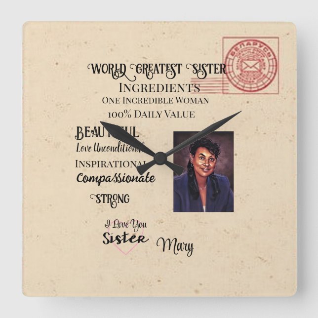 World Greatest Sister  Square Wall Clock (Front)