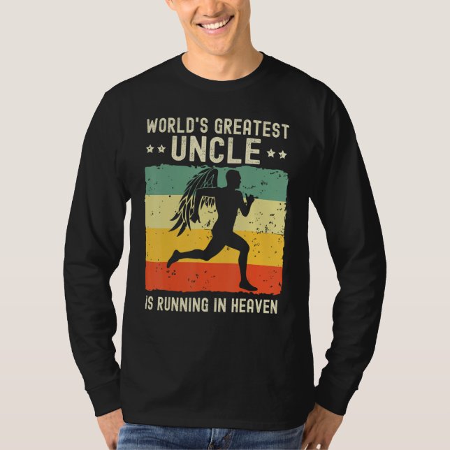 World Greatest Uncle Running in Heaven Family Memo T-Shirt (Front)