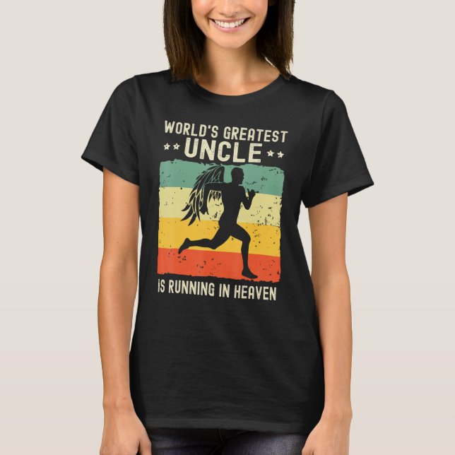 World Greatest Uncle Running in Heaven Family Memo T-Shirt (Front)