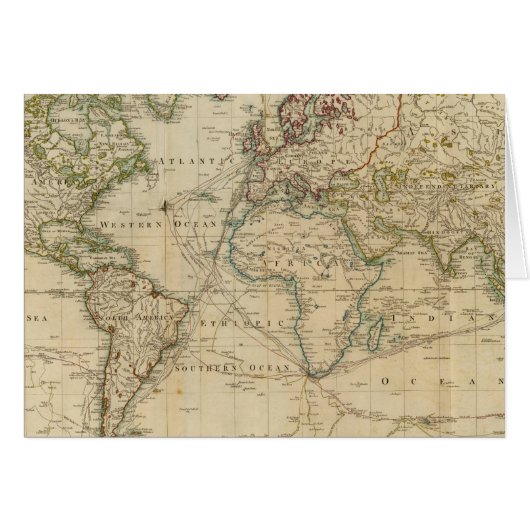 World Hand Colored map (Front Horizontal)