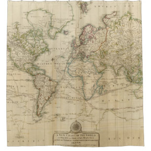 World Hand Colored map Shower Curtain