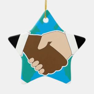 World Hand Shake Ceramic Ornament