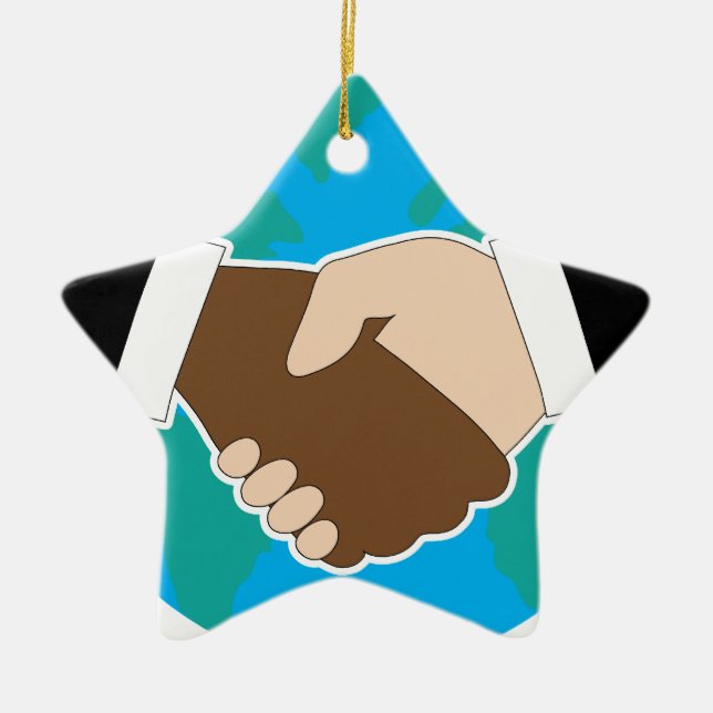World Hand Shake Ceramic Ornament (Front)