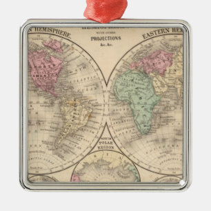 World hemispheres Map by Mitchell Metal Ornament
