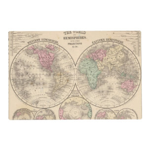 World hemispheres  Map by Mitchell Placemat