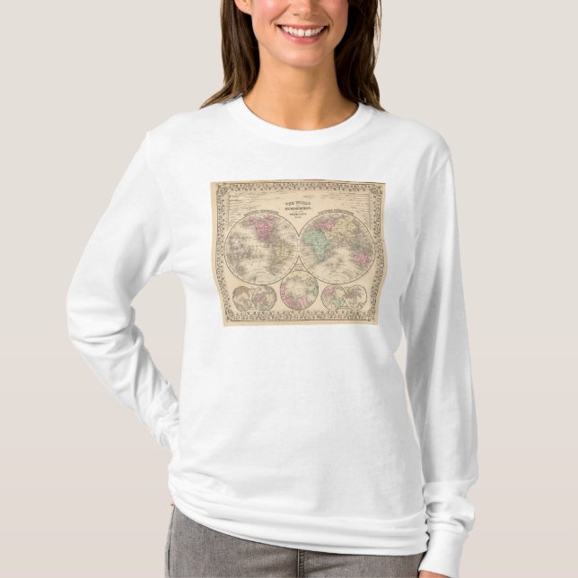 World hemispheres  Map by Mitchell T-Shirt (Front)