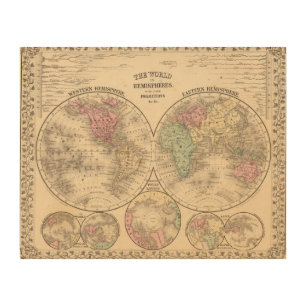 World hemispheres  Map by Mitchell Wood Wall Art