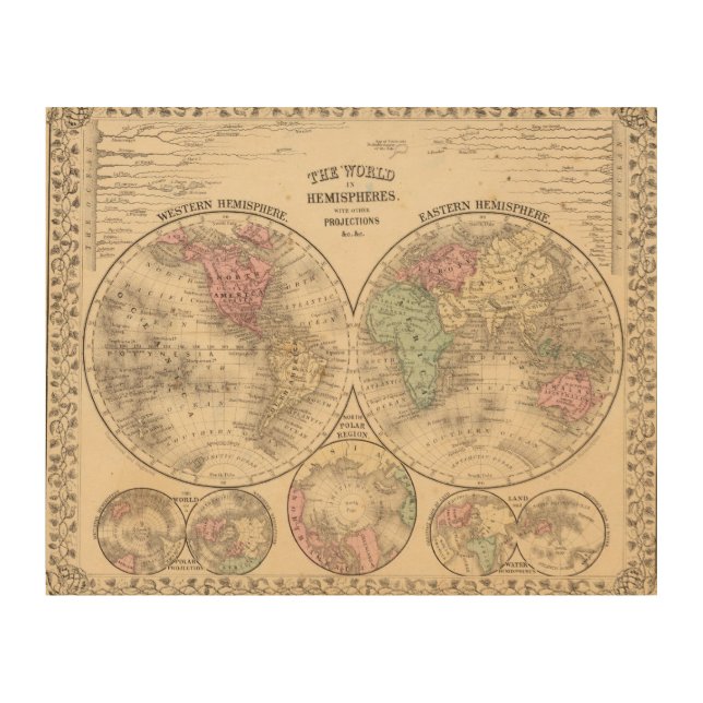 World hemispheres  Map by Mitchell Wood Wall Art (Front)