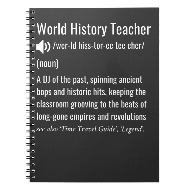 World History Teacher definition  Notebook (Front)