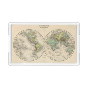 World hypsometric maps acrylic tray