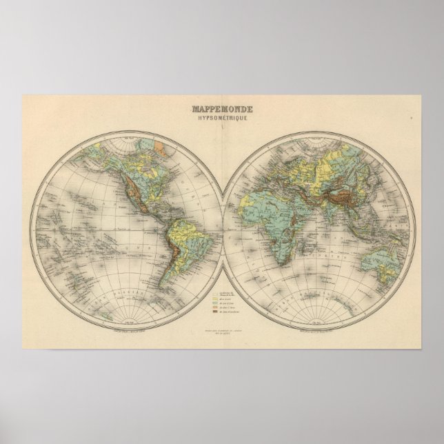 World hypsometric maps poster (Front)
