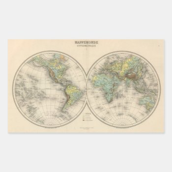 World Hypsometric Maps Rectangular Sticker by davidrumsey at Zazzle