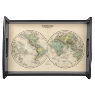 World hypsometric maps serving tray