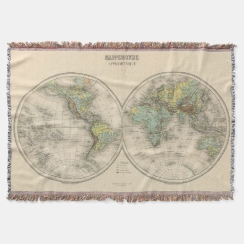 World hypsometric maps throw blanket