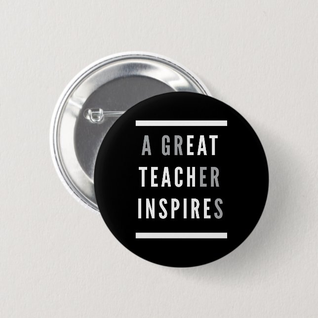 World International Teachers Day Eat Teach Inspire Button (Front & Back)