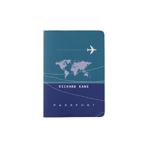 World International Travel Passport with His Name Passport Holder