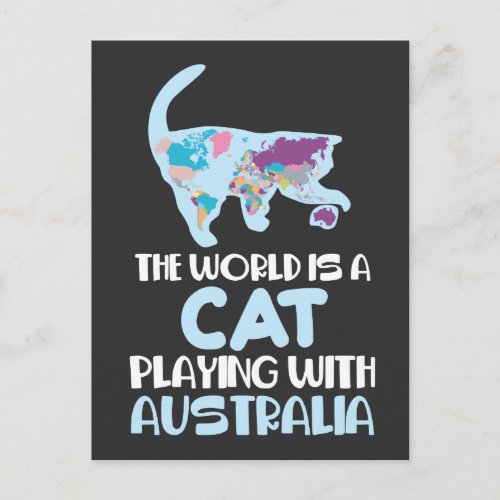 World Is A Cat playing Australia Traveling Humor Postcard