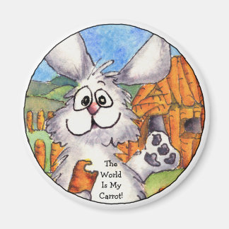 World Is My Carrot Round Rabbit Magnet