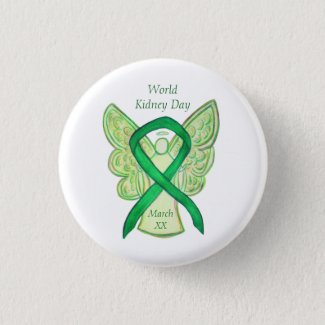 World Kidney Day Awareness Ribbon Pin Button