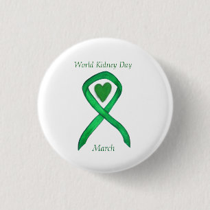 World Kidney Day Awareness Ribbon Pin Button