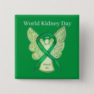 World Kidney Day Awareness Ribbon Pin Buttons