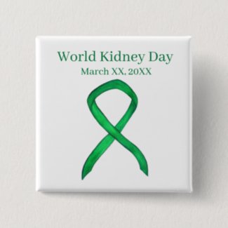 World Kidney Day Awareness Ribbon Pin Buttons