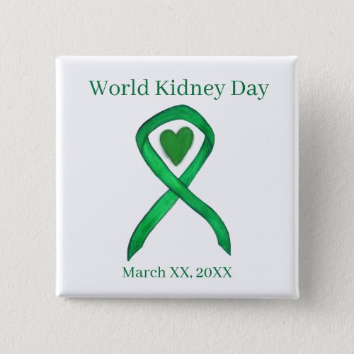 World Kidney Day Awareness Ribbon Pin Buttons